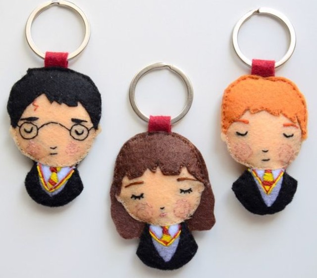 Chaveiros do Harry Potter, Hermione e Rony de feltro 