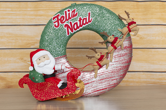 guirlanda de natal com papai noel em feltro