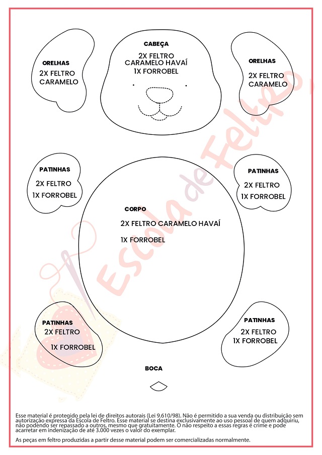 molde cachorrinho de feltro