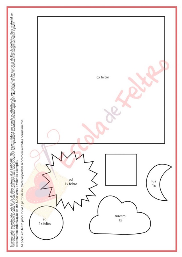 escola de feltro moldes grátis
