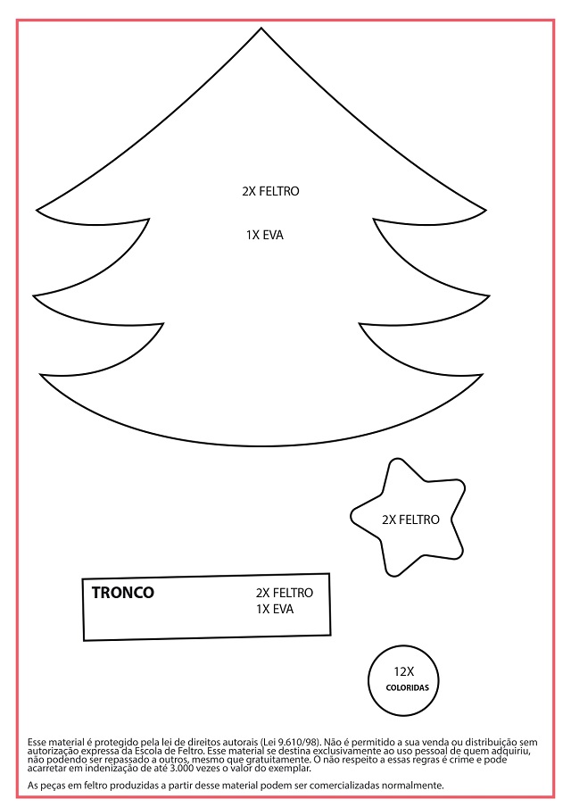 Molde de feltro arvore de natal